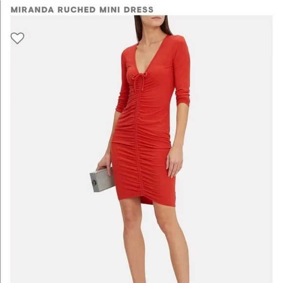 INTERMIX | Dresses | Nwt Womens Intermix Fifth Mode Miranda Red Ribbed  Vneck Bodycon Midi Dress M | Poshmark